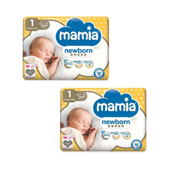 Mamia Ultra Dry Air System Newborn Nappies – Size 1 (2 × 24 Packs)