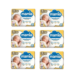 Mamia Size 1 Newborn Nappies – Bulk 144 Pack (6 × 24 Nappies)