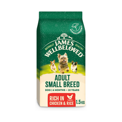 James Wellbeloved Adult Small Breed Dog Food – Hypoallergenic Chicken & Rice (1.5kg)