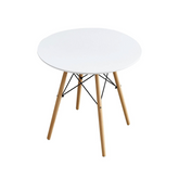 Stylish 80cm White Round Table with Wooden Base – Perfect for Small Spaces & Modern Homes