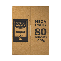Winalot Meaty Chunks Wet Dog Food | Tender Meat in Gravy | 80x100g Pouches