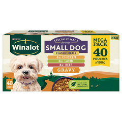 Winalot Meaty Chunks Small Breed Wet Dog Food | Tender Meat in Gravy | 40x100g Pouches
