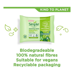 Simple Kind to Skin Cleansing Facial Wipes – 6 Pack (25 Wipes per Pack)