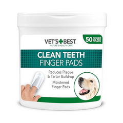 Vet’s Best Dental Care Finger Wipes – 50 Disposable Pet Teeth Cleaning Pads