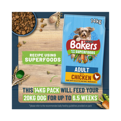Bakers Adult Dry Dog Food | Beef & Vegetable Recipe | 14kg Bag
