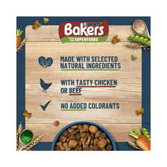 Bakers Adult Dry Dog Food | Beef & Vegetable Recipe | 14kg Bag