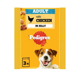 PEDIGREE Adult Chunks Rich in Chicken in Jelly – 14 Packs (3 × 100g Pouches)