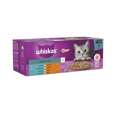 WHISKAS 1+ Adult Wet Cat Food Pouches – Surf & Turf in Jelly (40 × 85g)