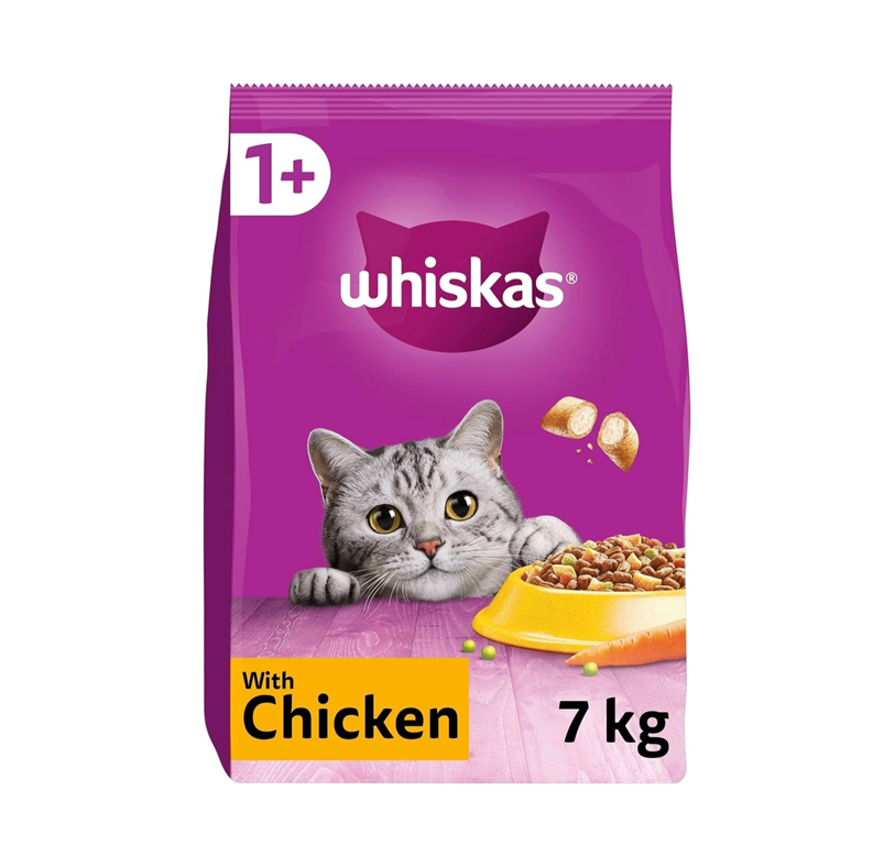 WHISKAS 1+ Adult Dry Cat Food – Chicken – 7 kg