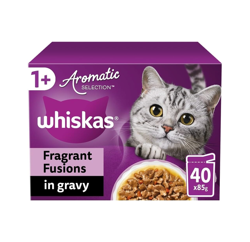 WHISKAS Cat Pouches Aromatic Fusion in Gravy – 40 x 85 g