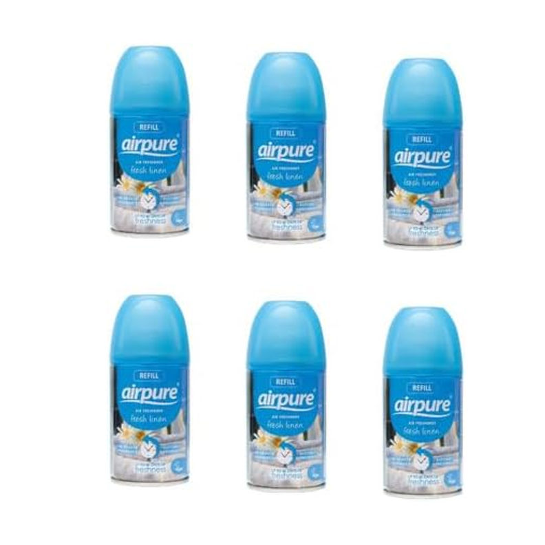 Airpure Fresh Linen Automatic Spray Refills – 6 × 250 ml