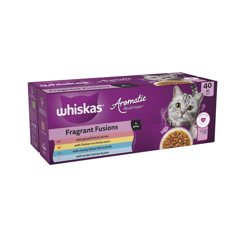 WHISKAS Cat Pouches Aromatic Fusion in Gravy – 40 x 85 g