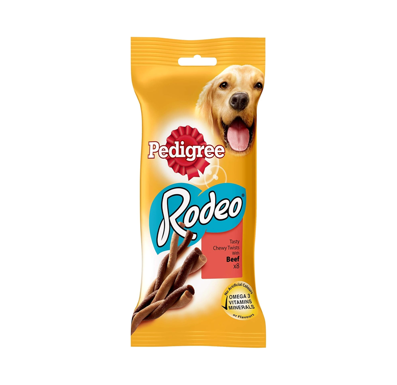 Pedigree Rodeo Dog Treats with Chicken – 8 Sticks, 140 g (Pack of 12)
