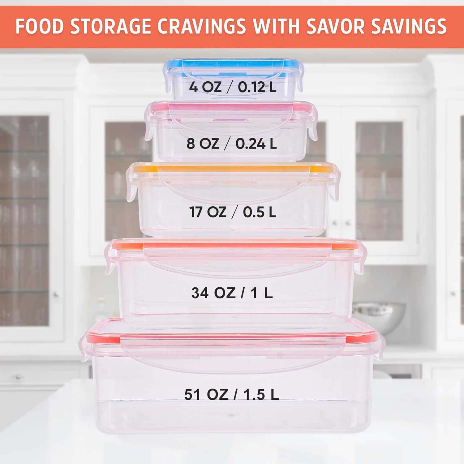 10‑Piece Airtight Meal Prep Containers Set – Stackable, Leak‑Proof, BPA‑Free (Microwave, Freezer & Dishwasher Safe)