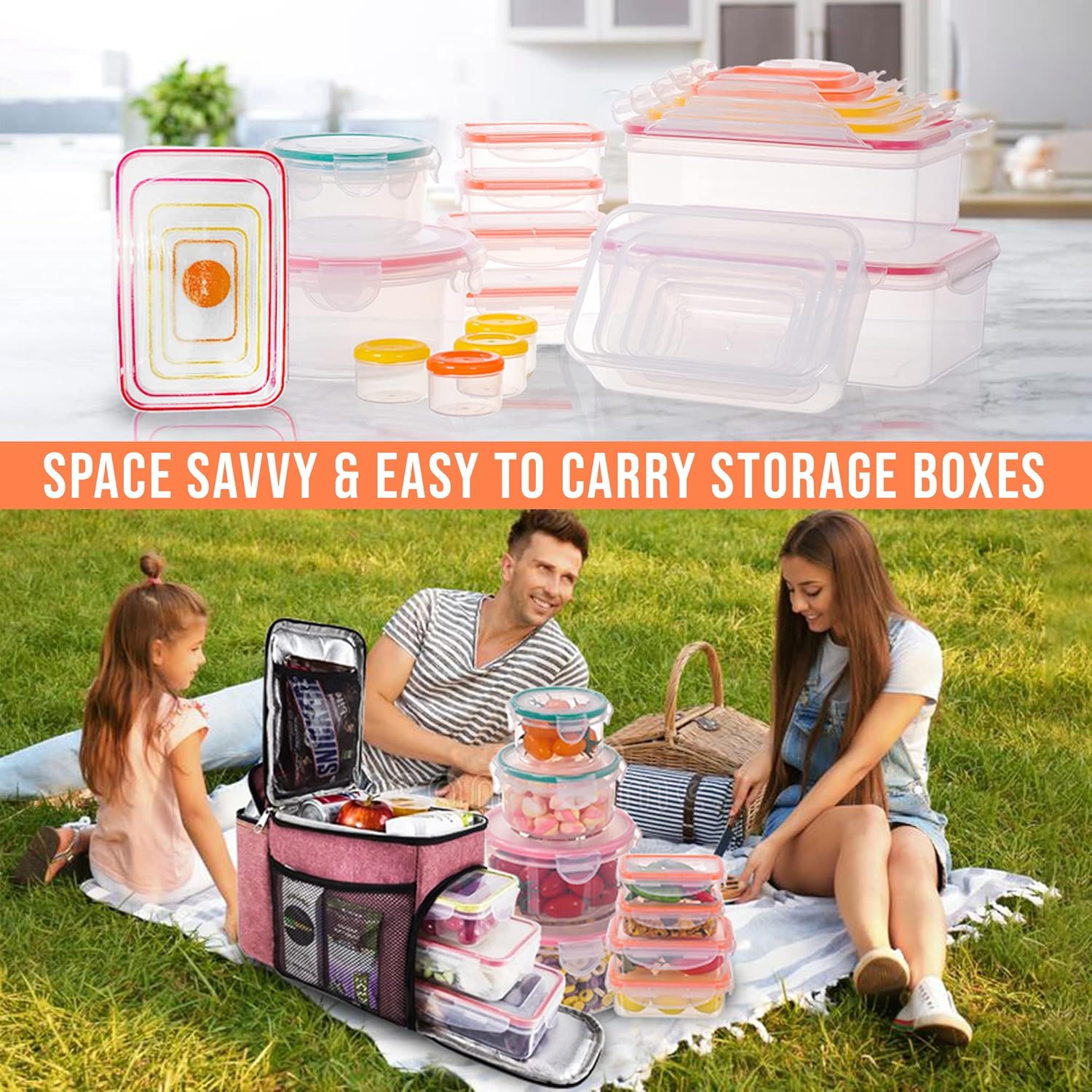 38‑Piece Airtight Meal Prep Containers Set – Stackable, Leak‑Proof, BPA‑Free (Microwave, Freezer & Dishwasher Safe)