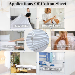 High-Quality White Single Bed Sheet - Ultra Soft & Absorbent Cotton for Home, Hospital, Hotel, Spa & Therapy Use - Machine Washable Flat Sheet