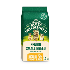 James Wellbeloved Senior Small Breed Dog Food – Hypoallergenic Turkey & Rice (1.5kg)