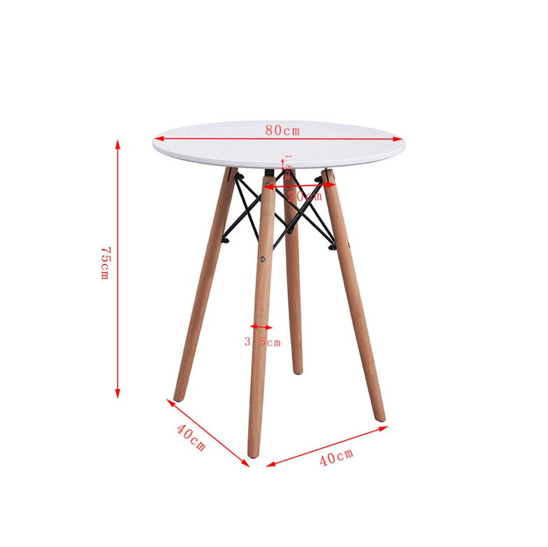 Scandinavian Dining Table & Chair Set – 80cm Round Table + 4 Tulip Chairs for Compact Homes