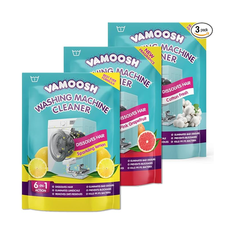 Vamoosh 6-in-1 Washing Machine Cleaner Sachets – Deep Clean, Deodorise & Descale (3 Pack)