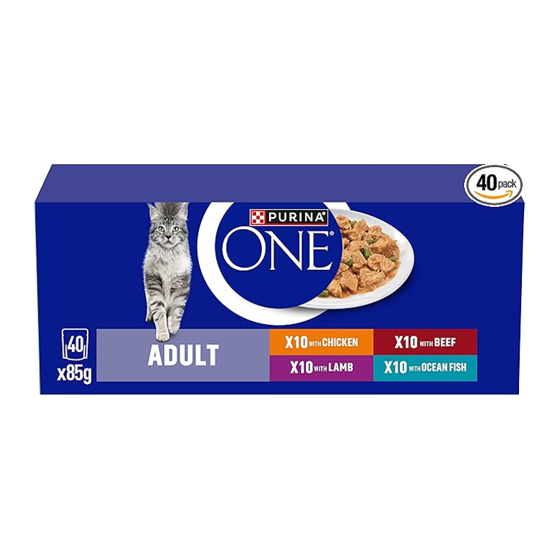 PURINA ONE Adult Wet Cat Food – Mini Fillets Mixed Selection in Gravy (40 x 85g)