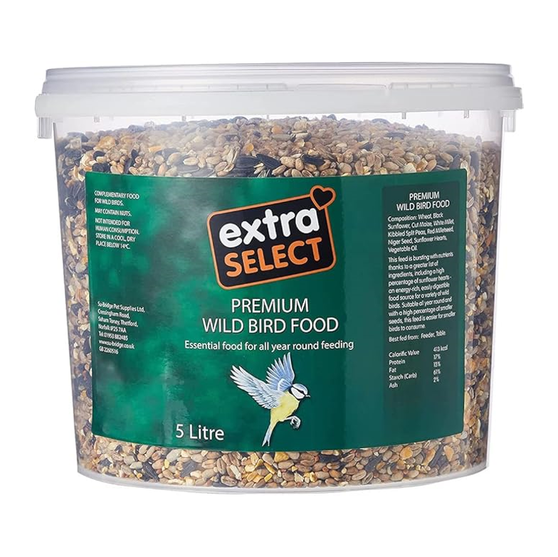 Extra Select Premium Wild Bird Food – High Energy Seed Mix (5 Litre Tub)