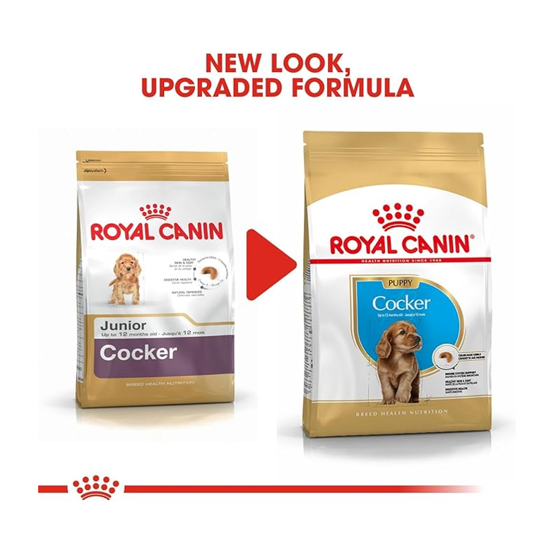 Royal Canin Cocker Puppy Dry Dog Food 3kg - Breed Specific Nutrition for English & American Cocker Spaniels up to 12 Months