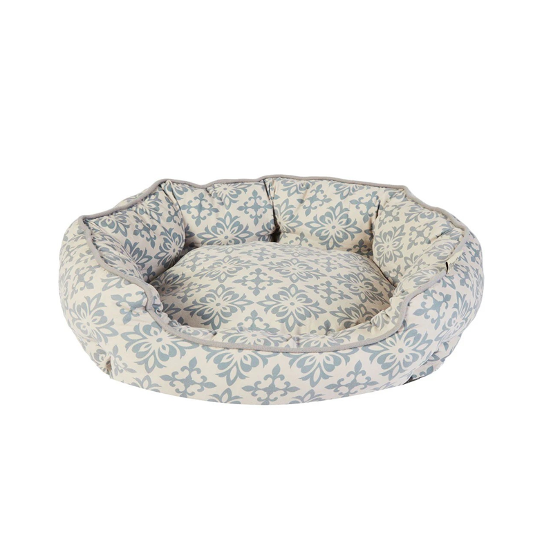 Dream Paws Scalloped Pet Bed – Medium Grey Plush Comfort Bed
