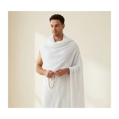 Premium 1200G Ihram Set for Men – 100% Cotton White Towels for Hajj & Umrah