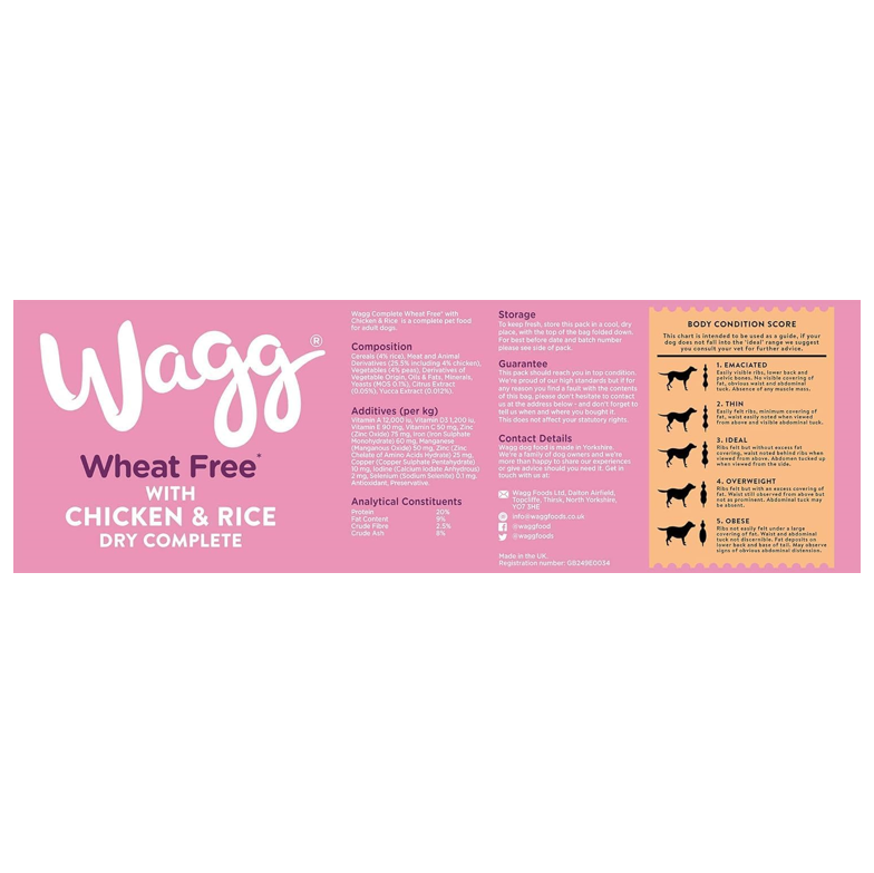 Wagg Wheat-Free Adult Dry Dog Food | Chicken & Rice Recipe | 12kg Bag