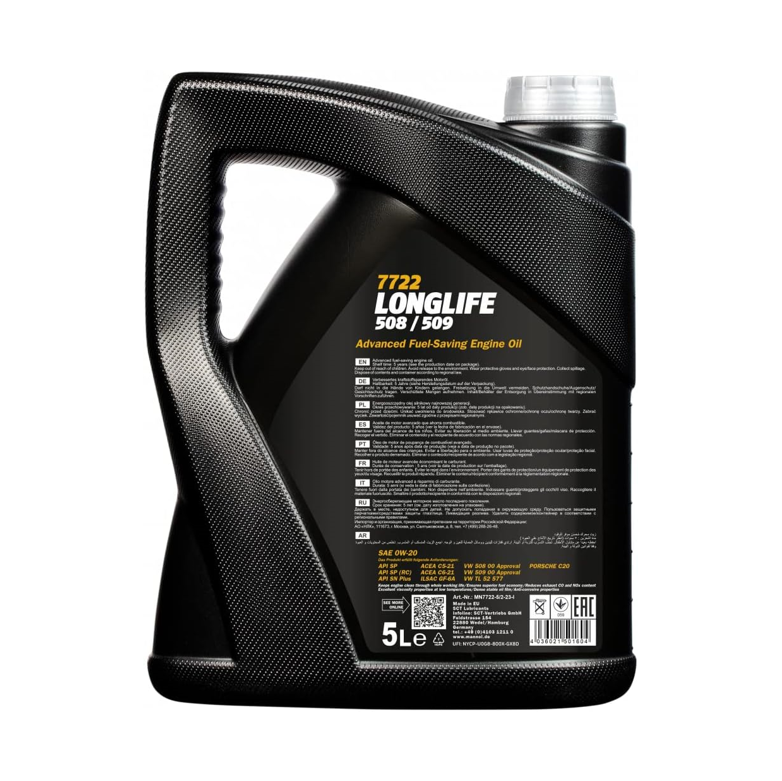 Mannol Longlife 508/509 0W-20 API SN Plus Premium Fully Synthetic Engine Oil 7722 - 5 Litre