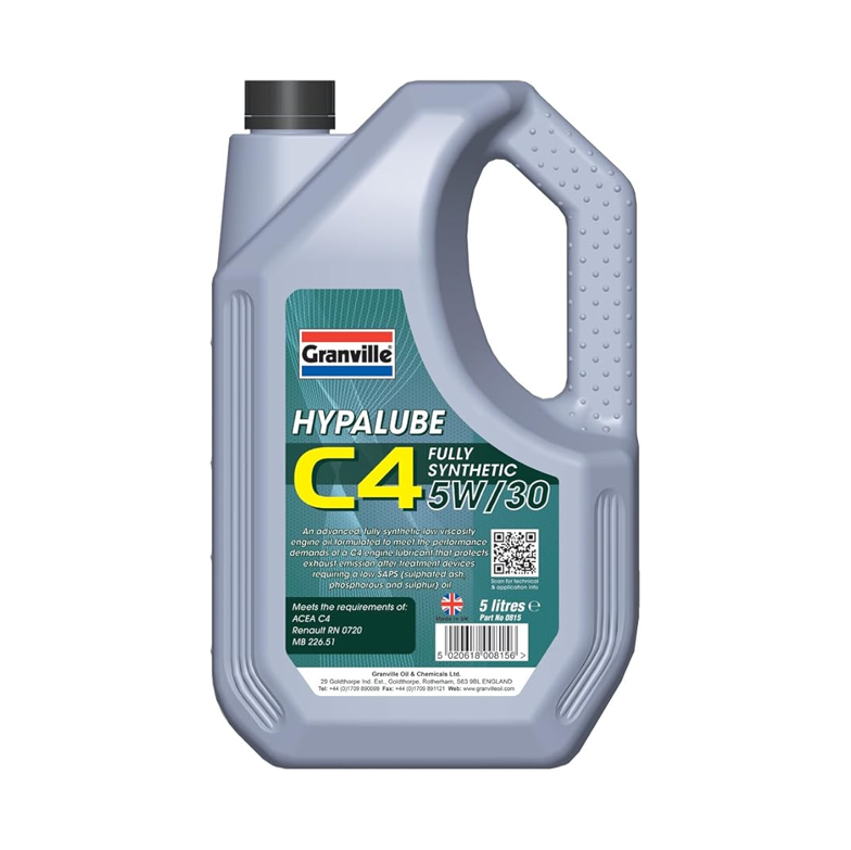Granville 0815 Hypalube C4 5W-30 Engine Oil 5L | For DPF Equipped Diesel Engines | Low Ash Formula