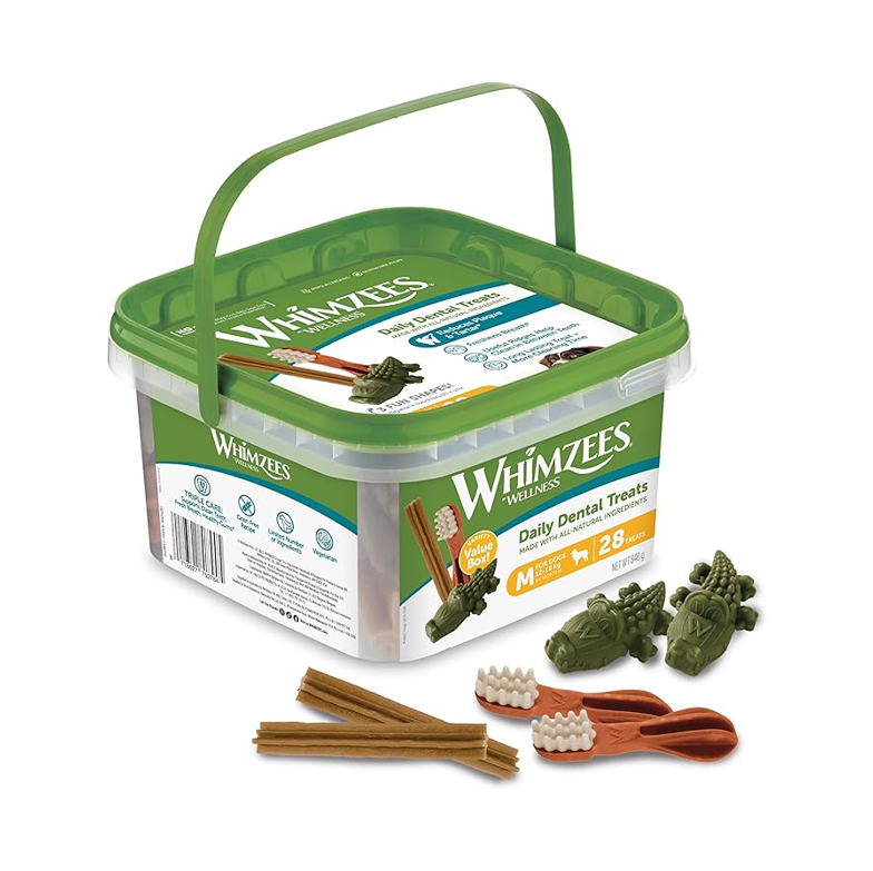 Whimzees Variety Box Dental Dog Treats – 28 Pack (Medium Breeds)