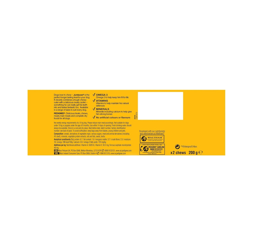 PEDIGREE Jumbone Medium Dog Treats with Beef – 2 Chews