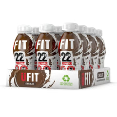 UFIT Chocolate Protein Shake – 12 × 310 ml | 22 g Protein, No Added Sugar, Low Fat