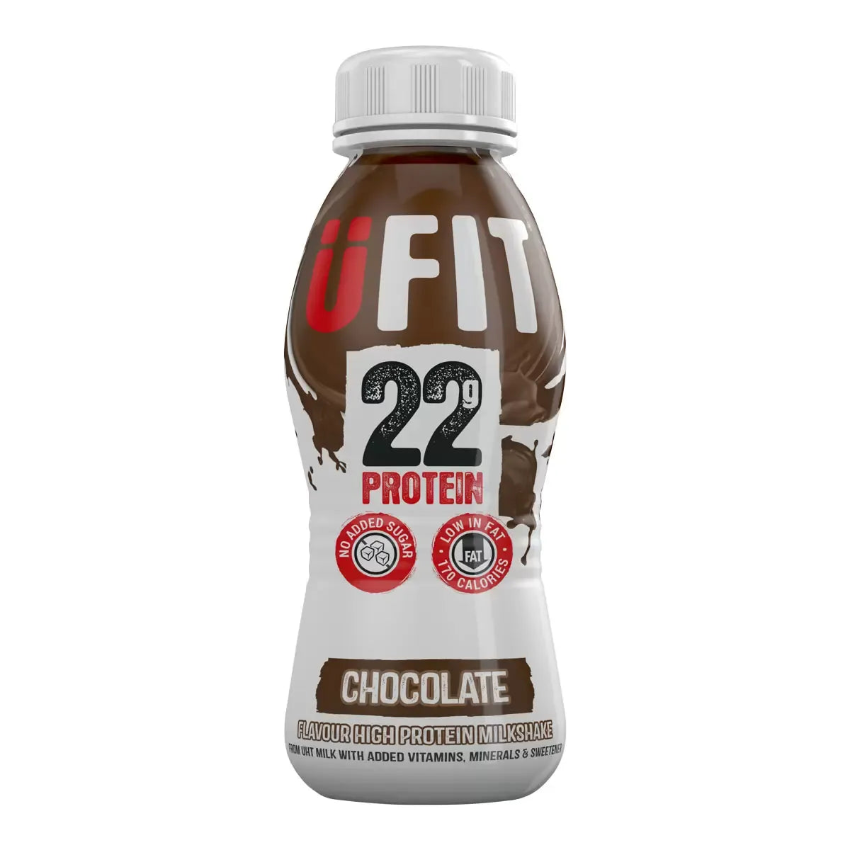 UFIT Chocolate Protein Shake – 12 × 310 ml | 22 g Protein, No Added Sugar, Low Fat