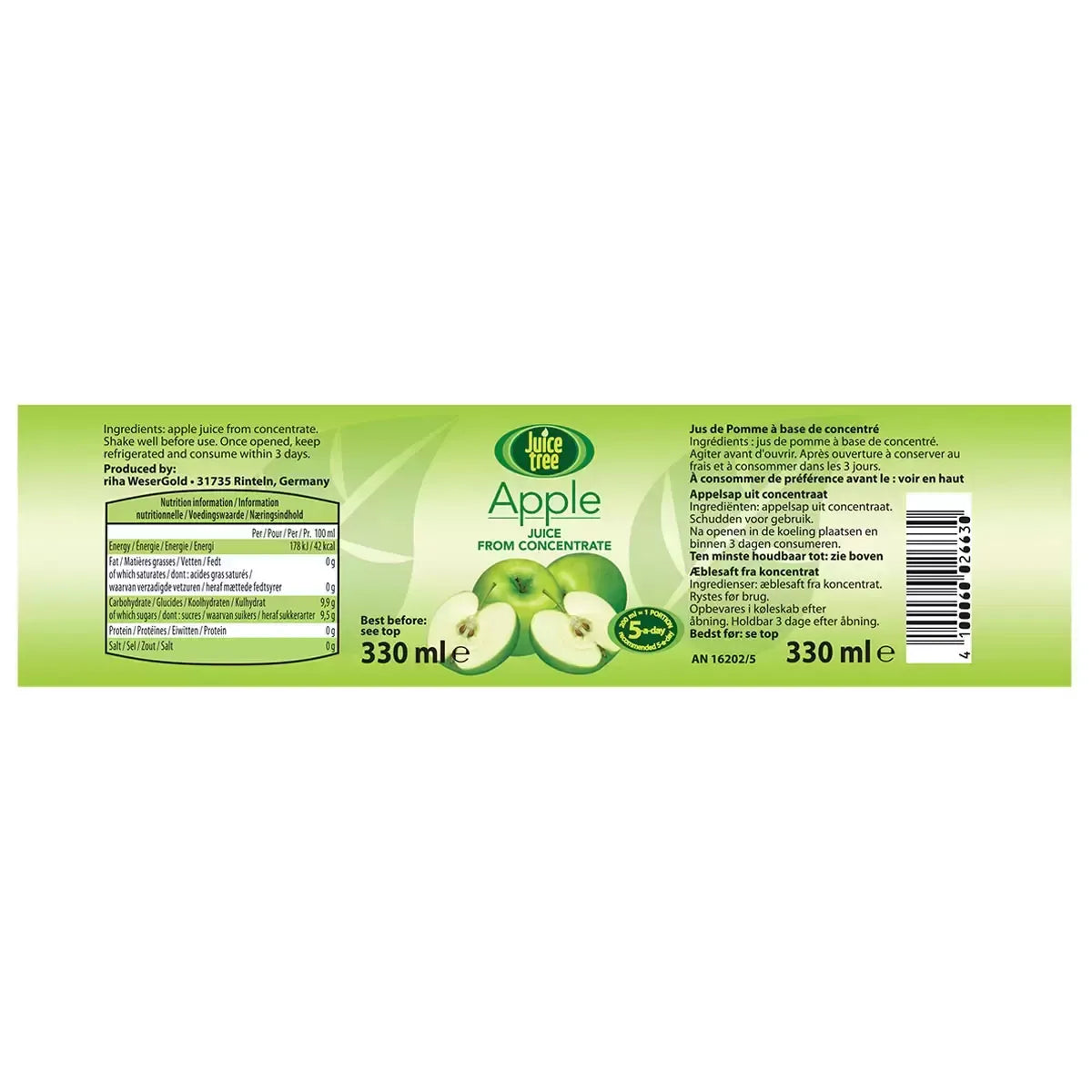 Juice Tree Apple Juice – 12 × 330 ml | From Concentrate, Great for Lunchboxes