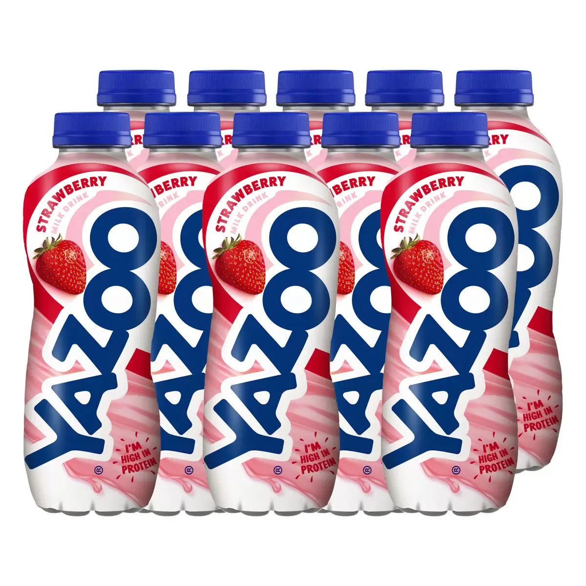 Yazoo Strawberry Milkshake – 10 × 400 ml UHT Bottles | High Protein, Low‑Fat