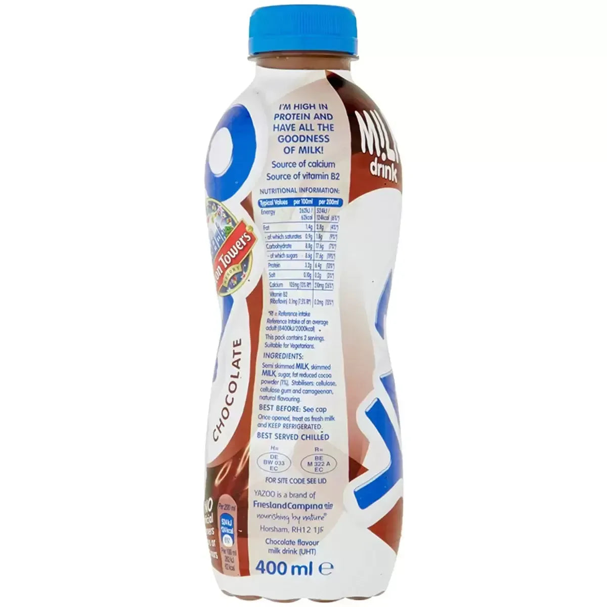 Yazoo Chocolate Milkshake – 10 × 400 ml UHT Bottles | High‑Protein, Low‑Fat Chocolate Treat