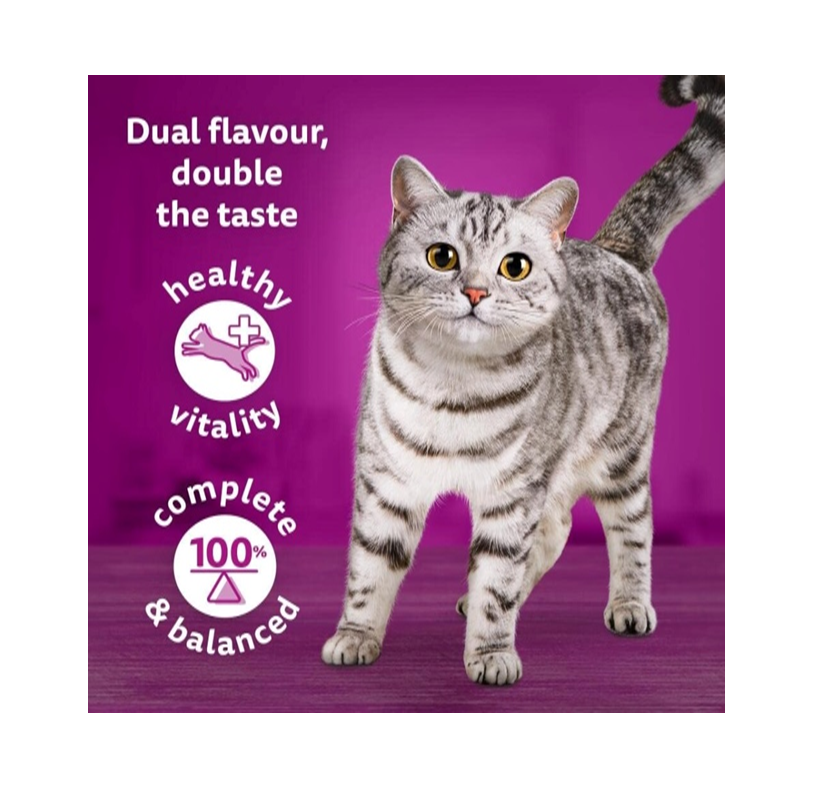 WHISKAS 1+ Adult Wet Cat Food Pouches – Surf & Turf in Jelly (40 × 85g)