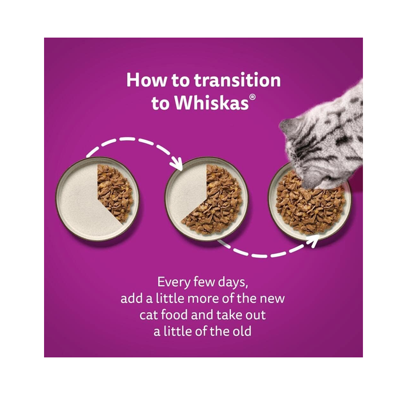 WHISKAS 1+ Adult Wet Cat Food Pouches – Poultry Selection in Jelly (40 × 85g)
